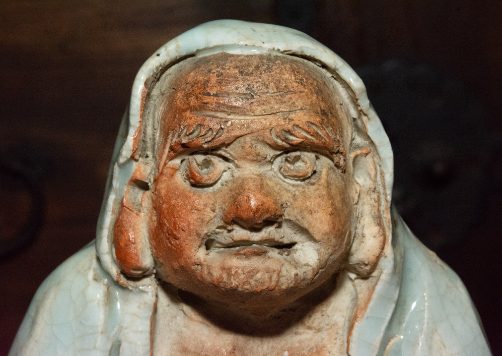 時代 青磁 達磨大師 坐像 在銘 置物 古玩 煎茶道具 仏像 古青磁 古陶磁器 仏教美術_画像3