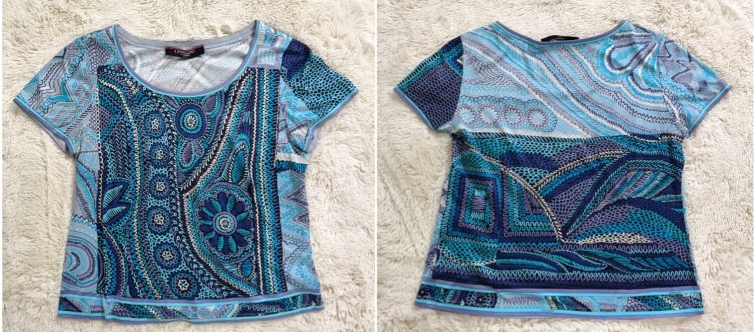 LEONARDのカットソー3点まとめ売り【①ネイビーの花柄】【②白地の花柄】【③水色の総柄】【コットン】【レオナール】1000円スタート_画像8