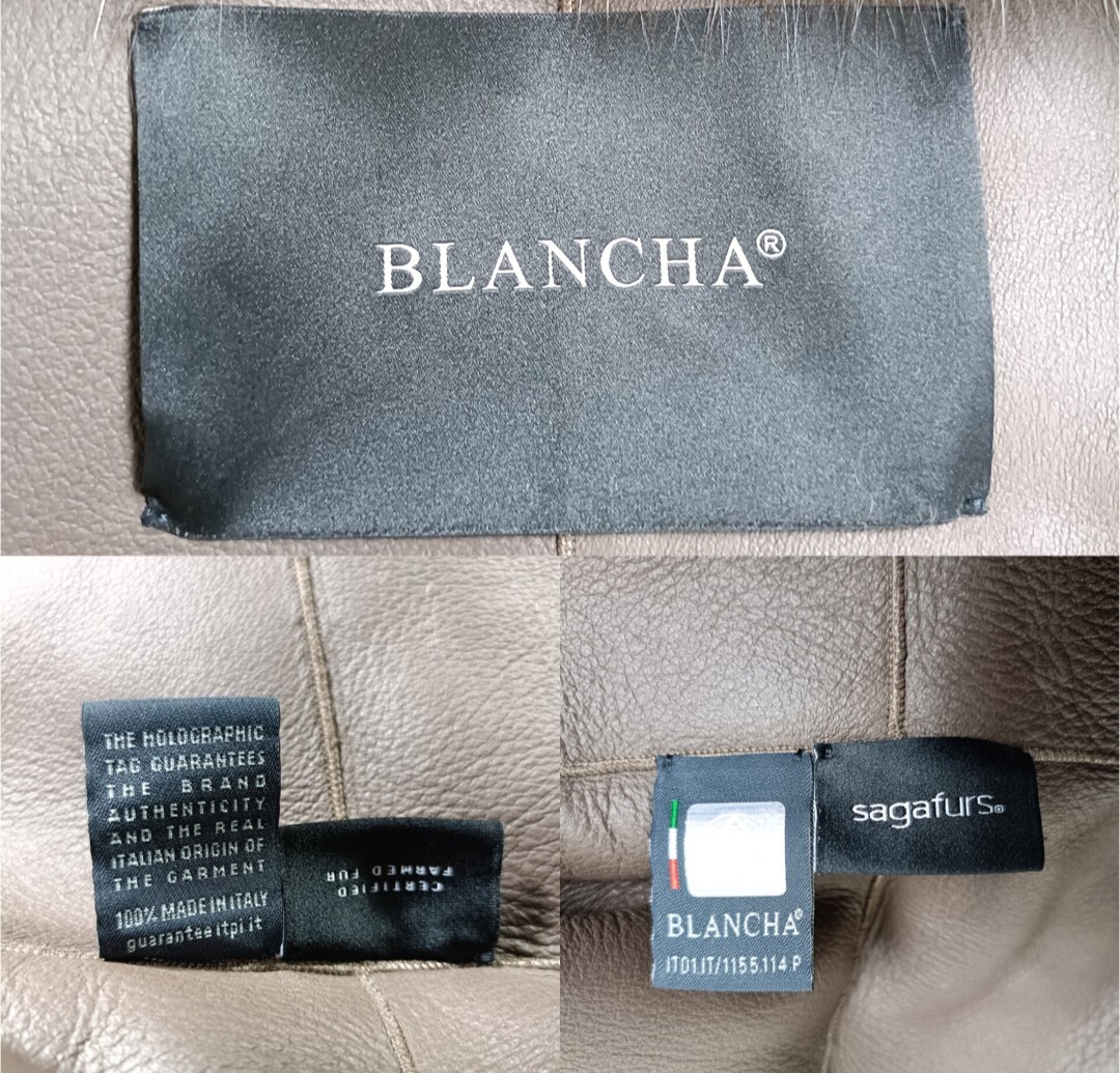 BLANCHA ブランカ ムートンコート【サイズ38 M相當】【リバーシブル】【極美品未使用級】【ブルーフォックス】148000円スタート