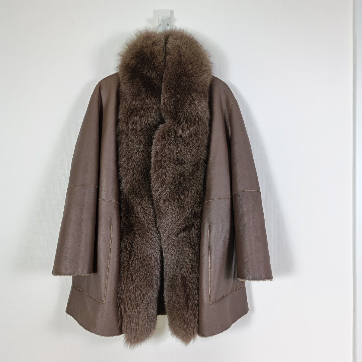 BLANCHA ブランカ ムートンコート【サイズ38 M相當】【リバーシブル】【極美品未使用級】【ブルーフォックス】148000円スタート