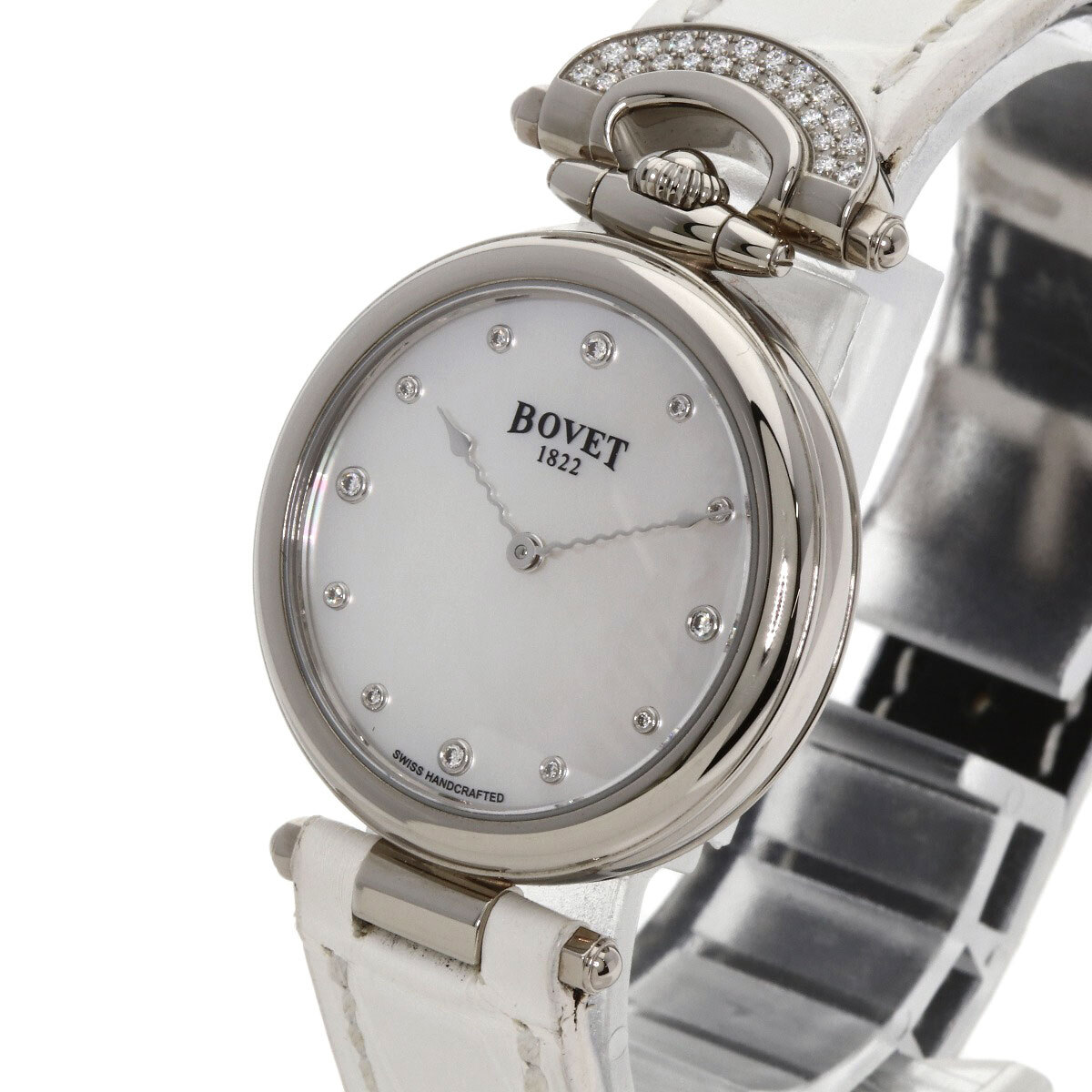 BOVETboveH28WQ055-SD2 полный lie12P бриллиант наручные часы K18 белое золото есть гетры женский б/у