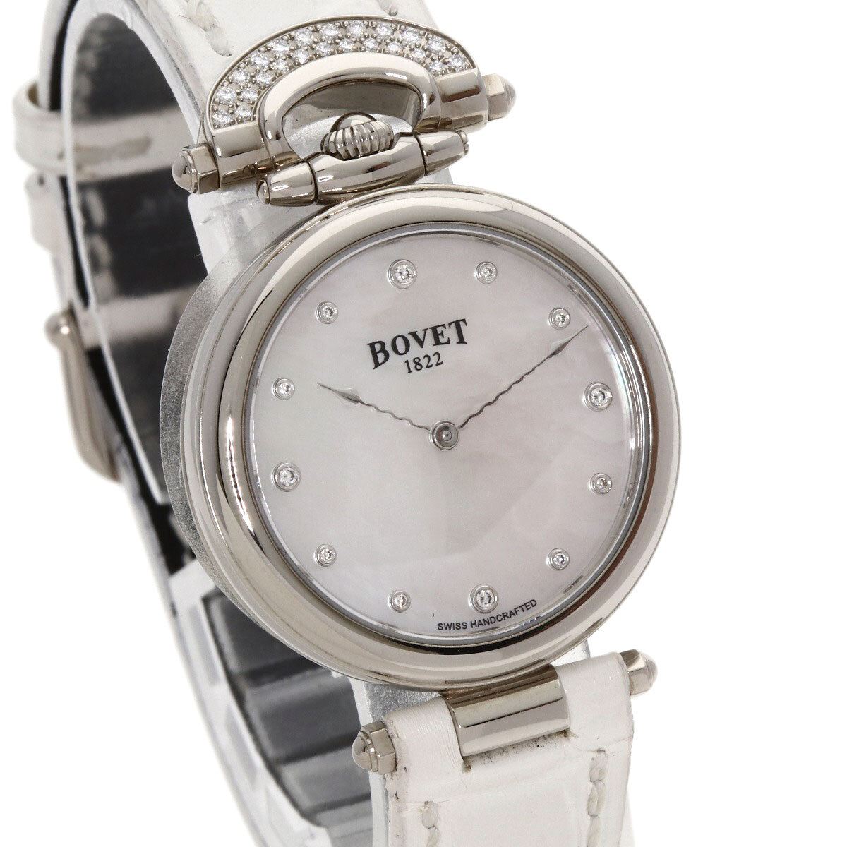 BOVETboveH28WQ055-SD2 полный lie12P бриллиант наручные часы K18 белое золото есть гетры женский б/у