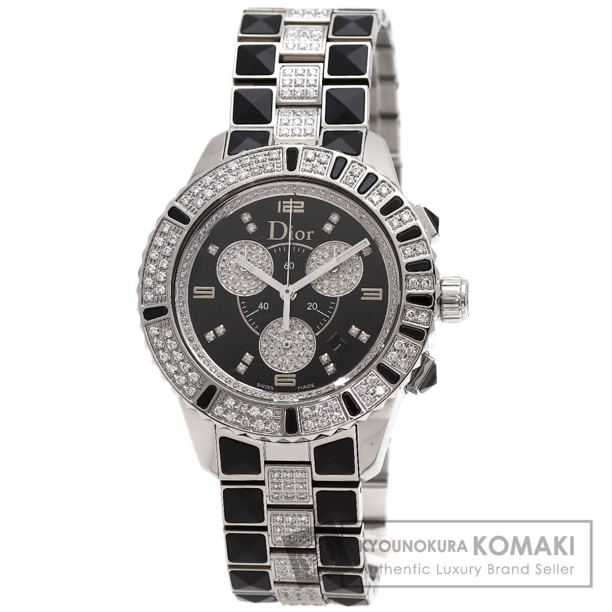 CHRISTIAN DIOR Christian Dior CD11431D crystal хронограф бриллиант наручные часы нержавеющая сталь SS мужской б/у  CHRISTIAN DIOR Christian Dior CD11431D crystal хронограф бриллиант наручные часы нержавеющая сталь SS мужской б/у