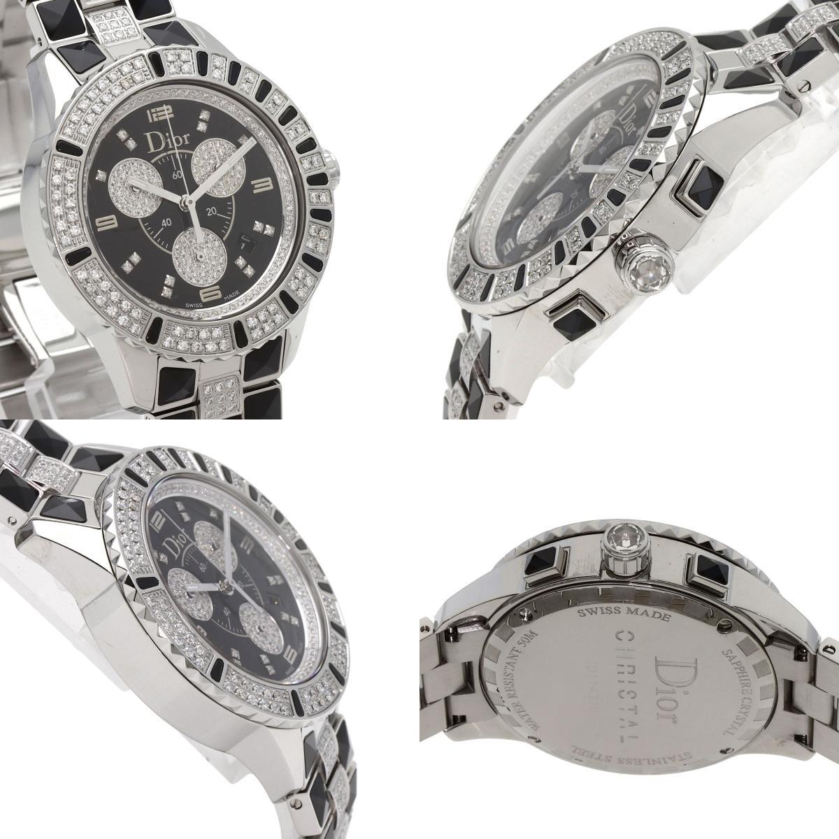 CHRISTIAN DIOR Christian Dior CD11431D crystal хронограф бриллиант наручные часы нержавеющая сталь SS мужской б/у