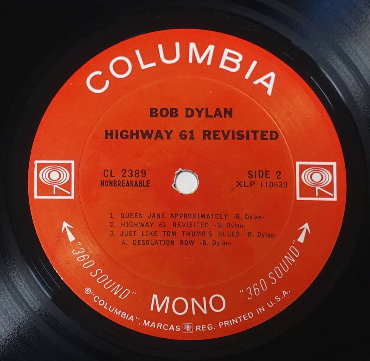 最初期! 極美! US CBS MONO CL 2389 オリジナル 2EYES Highway 61 Revisited / Bob Dylan 最初のMAT: 1A/1A_画像5
