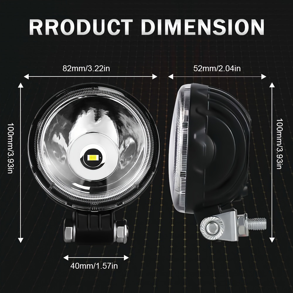 2個セット 車用 LED ヘッドライト ホワイト 白 8cm オフロード 30W 防水 12-24V フロント 明るい バイク トラック フォグライト t4107_画像3