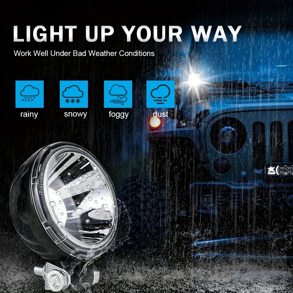 2個セット 車用 LED ヘッドライト ホワイト 白 8cm オフロード 30W 防水 12-24V フロント 明るい バイク トラック フォグライト t4107_画像5