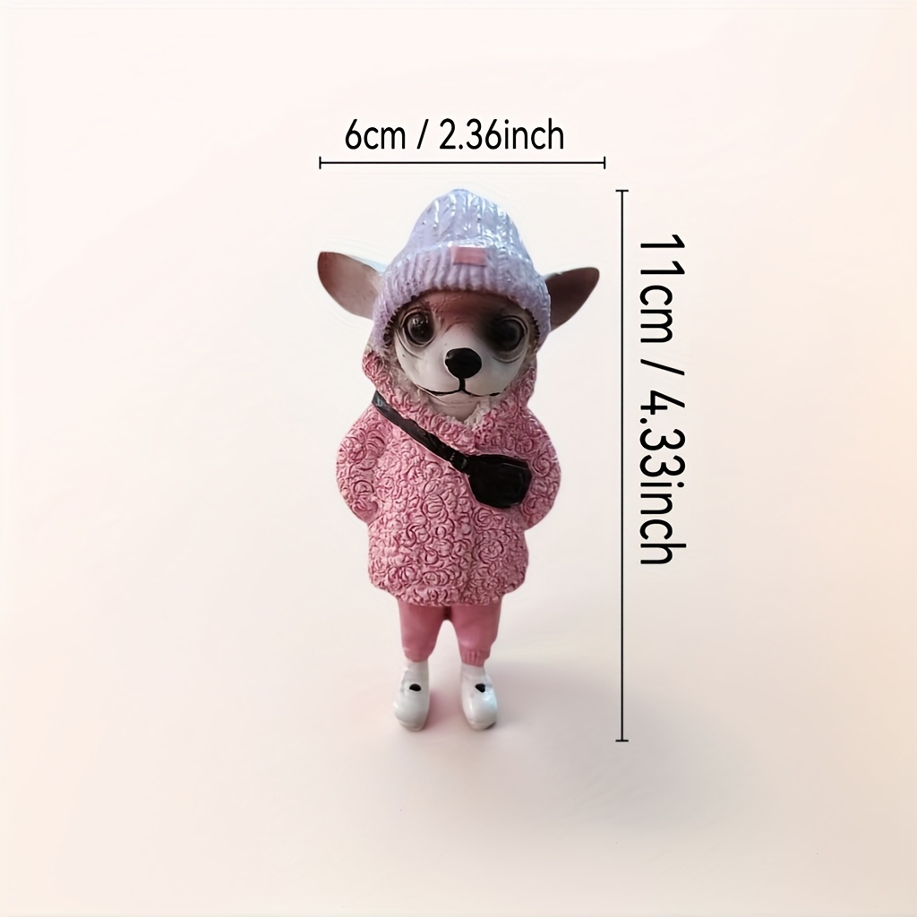 フィギュア チワワ 白 二足歩行の犬 樹脂像 11cm 革ジャンのイヌ いぬ おもしろい 置物 かわいい ミニチュア インテリア 庭 レジン t9151_画像4