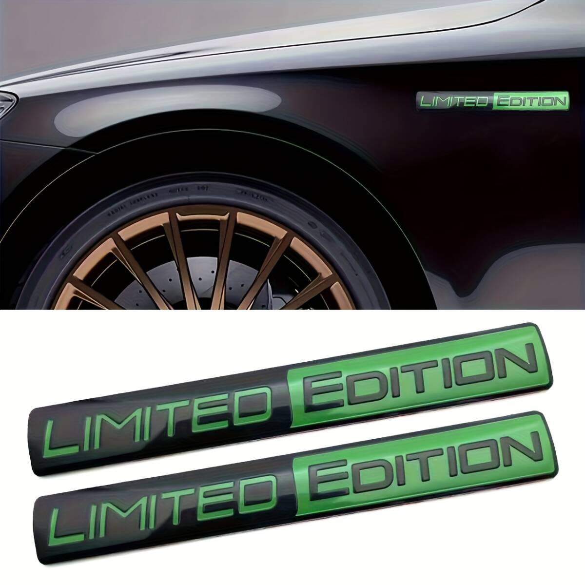 金属 カーステッカー 車用 リミテッド エディション 10cm グリーン 緑 エンブレム メタルプレート 3D 立体 両面テープ シール ロゴ t7778_画像5