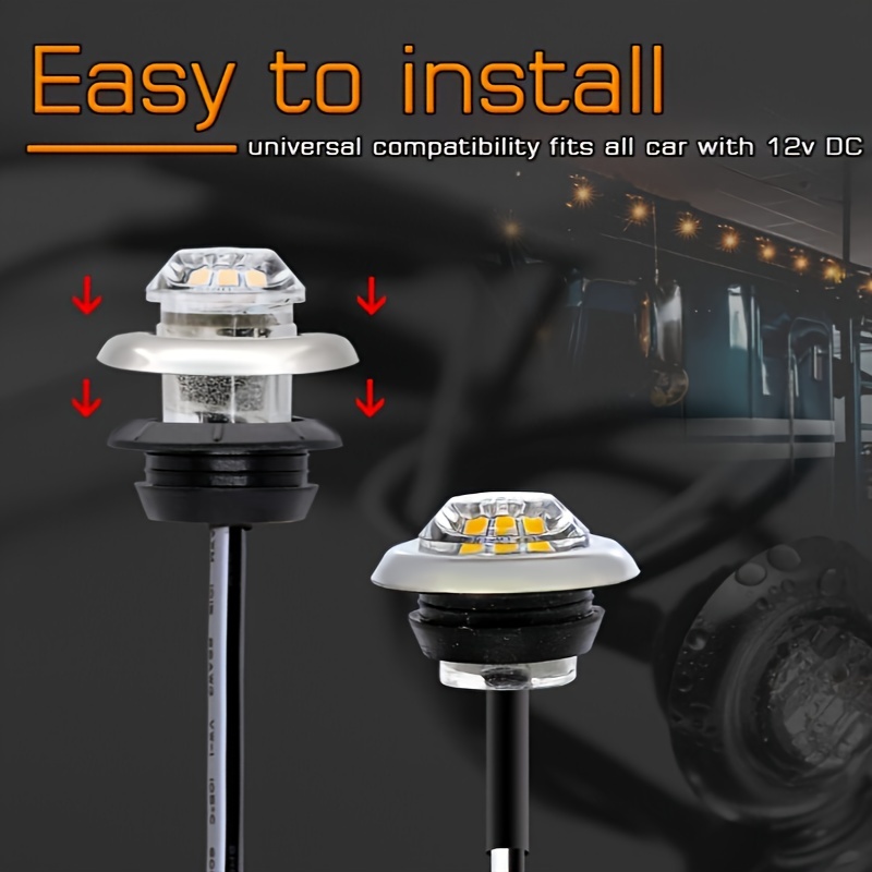 10個セット 車用 マーカーライト LED ミニライト 補助ライト 3cm 金属 ステンレス バイク用 ブルー 青 12V デコ 明るい サイドライト t8885_画像3