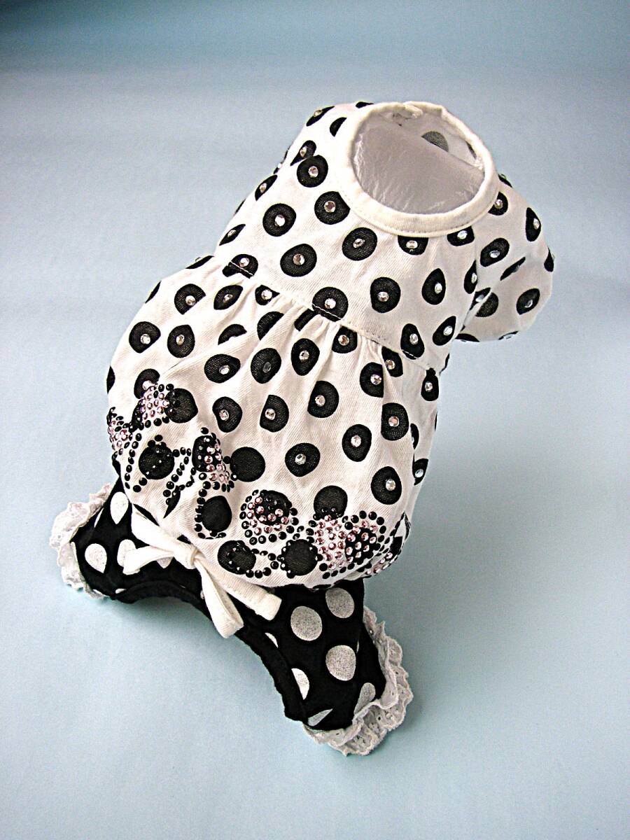 PARIERO Pink Gold バルーン・ロンパース 白/ブラックパンツ スタッズ/ラインストーンのデコレーション サイズXS パリエロ ワンピ-ス_画像1