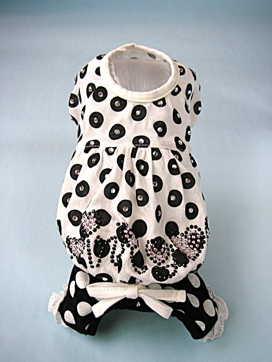 PARIERO Pink Gold バルーン・ロンパース 白/ブラックパンツ スタッズ/ラインストーンのデコレーション サイズXS パリエロ ワンピ-ス_画像2