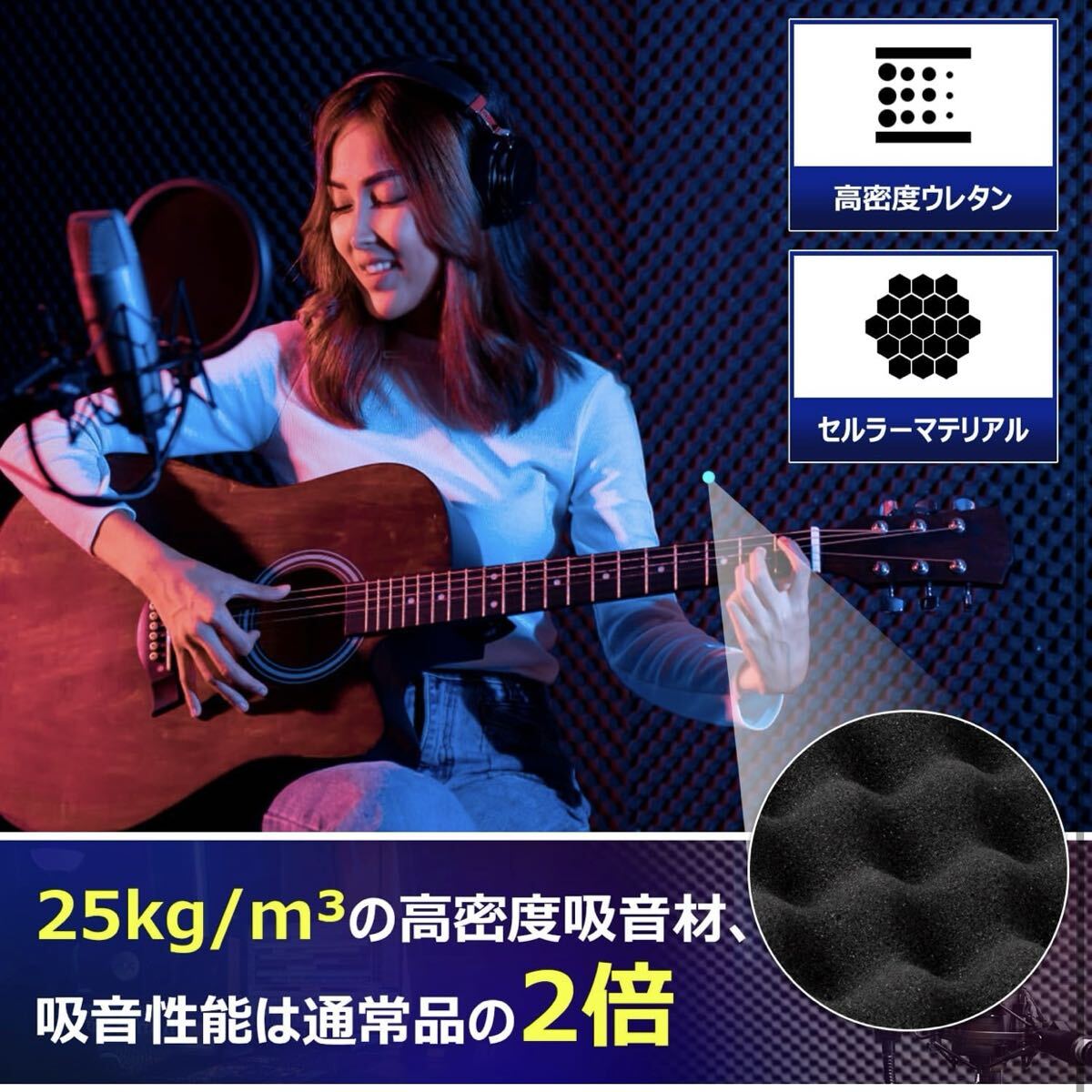 【開封のみ】Moon River★吸音材 防音材 25kg/m 高密度 吸音パネル 軽量 部屋用 設置簡単 吸音パネル 吸音対策 インテリア 楽器 壁 ドア _画像5