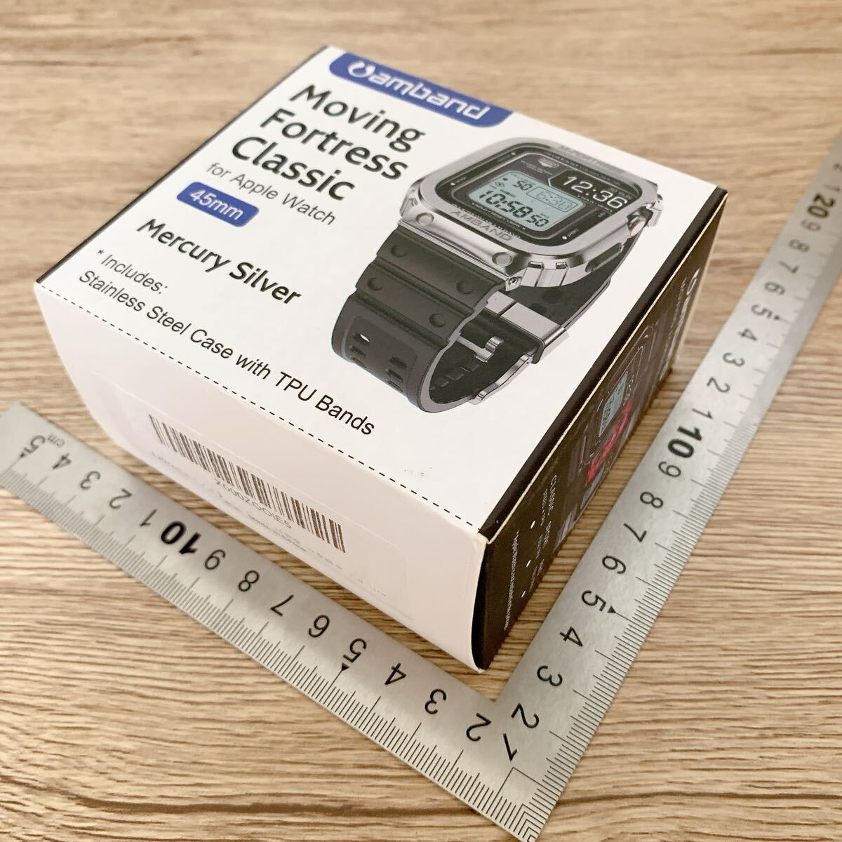 【開封のみ】amBand【2022改良モデル】 コンパチブル for Apple Watch バンド 45mm ステンレス鋼ケース付き 頑丈なメンズTPUベルト 一体型 _画像8