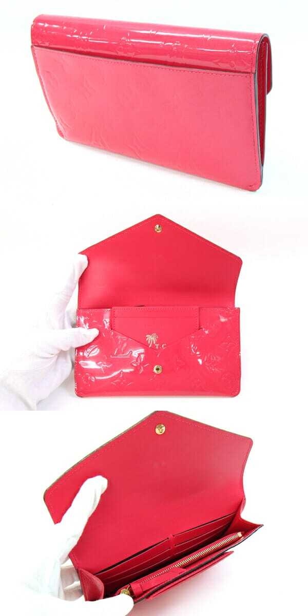  Louis Vuitton складывающийся пополам длинный кошелек veruniporutofoiyu Jean n заслонка M61689 hot розовый б/у длинный бумажник 