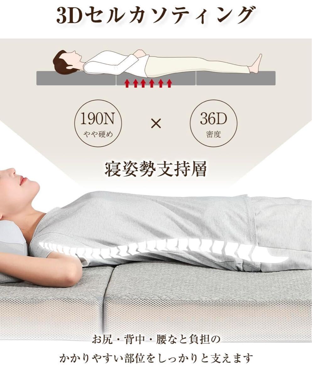 折りたたみ マットレス シングル ブラック 195長さx97幅x10厚みcm