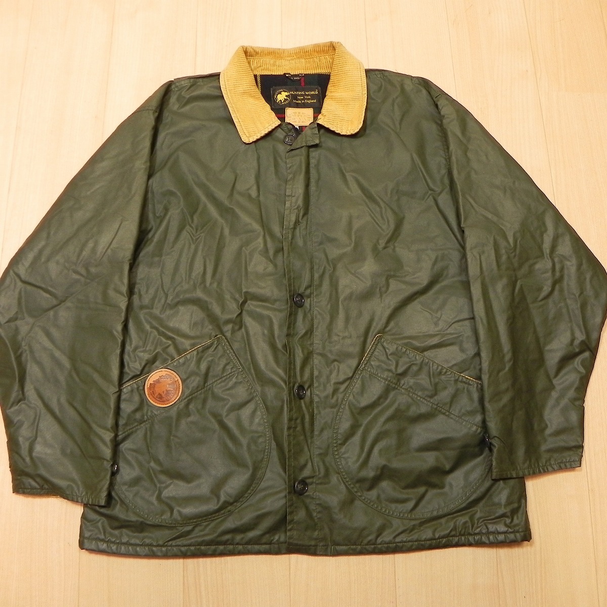 ★ 英国製 HUNTING WORLD ハンティングワールド オイルドコットン ジャケット コート M (大きめの作り) ヴィンテージ ワックス 古着 ★h_画像1