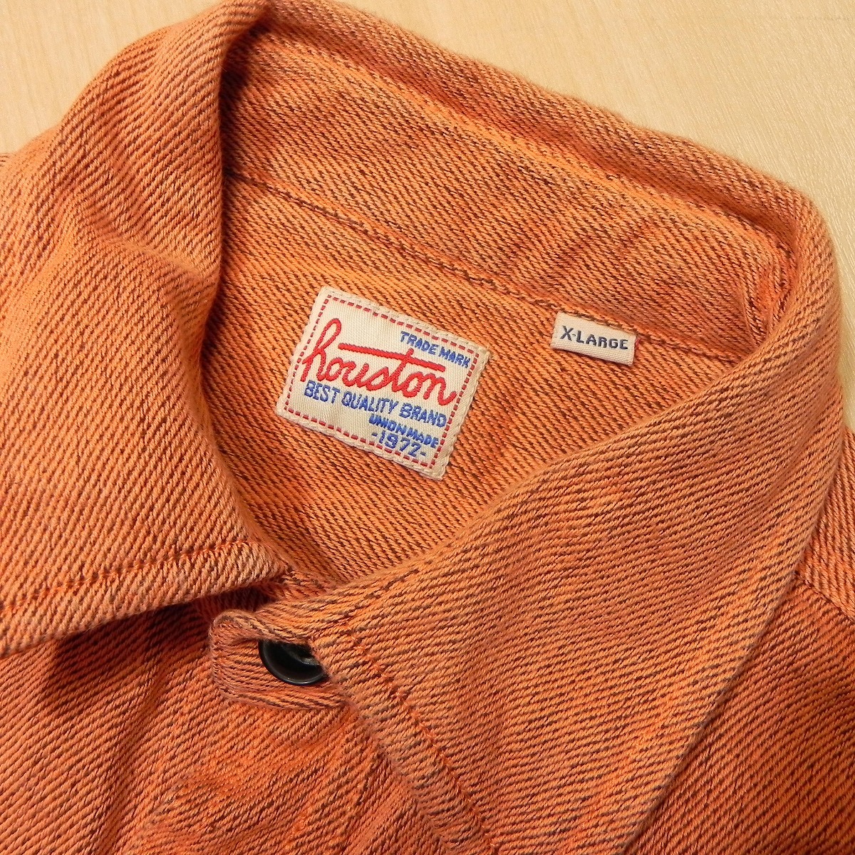 ★ HOUSTON ヘビーネル 40626 長袖 無地 マチ付き ネルシャツ XL ヒューストン 古着 即決 ★a_画像3