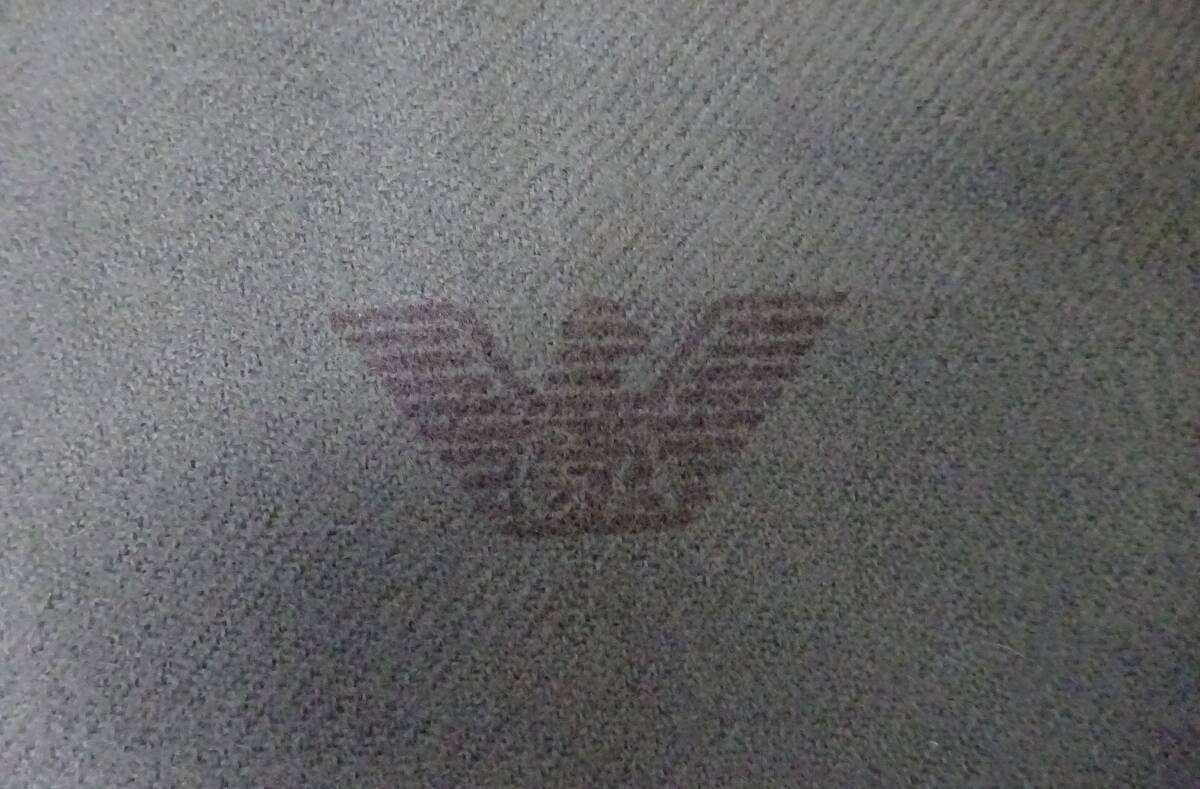 (R-49)EMPORIO ARMANI エンポリオ アルマーニ ピュアウール100% マフラー ストール メンズ 冬 グリーン 中古_画像4