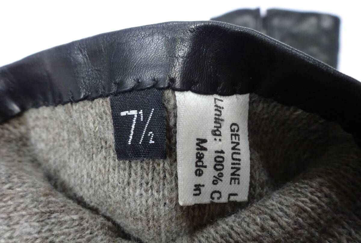 (R-44) кожаные перчатки кожа перчатка GENUINE LEATHER кашемир 100% черный чёрный б/у 