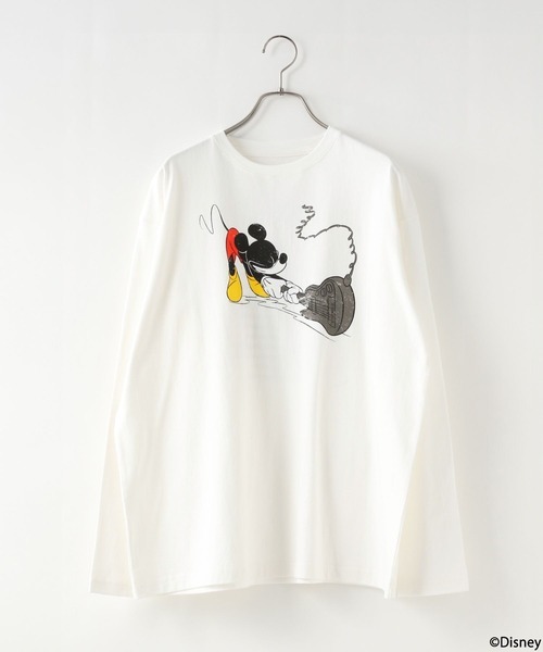 ローリーズファーム ミッキーマウス プリント 長袖 Tシャツ ホワイト F ロンT ディズニー Mサイズ~Lサイズ_画像1