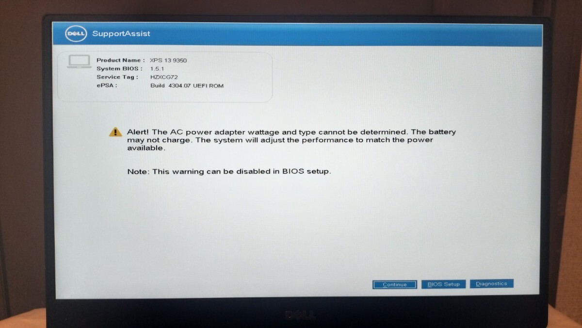 K10191 ◆DELL/デル XPS 13 9350 P54G Core i5 6200U ノートパソコン ジャンク品◆_画像9