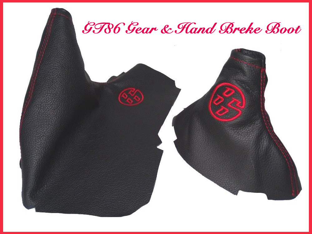 トヨタ ZN6 GT86 MT 黒レザー 86 赤ロゴ入り 赤ステッチ シフトブーツ サイドブレーキブーツ 新品_画像2