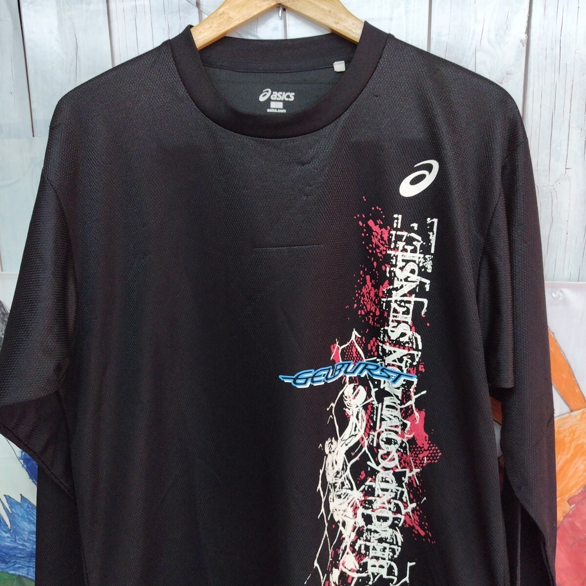 アシックス asics 長袖 ブラック Tシャツけ６６６　メンズオーサイズ_画像1