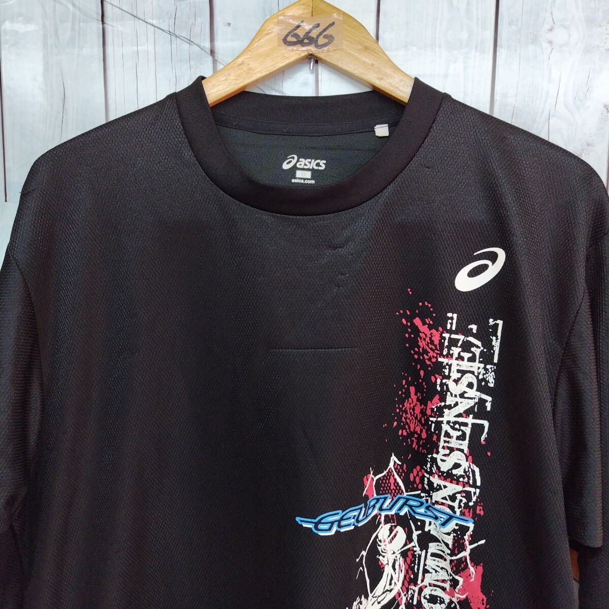 アシックス asics 長袖 ブラック Tシャツけ６６６　メンズオーサイズ_画像2