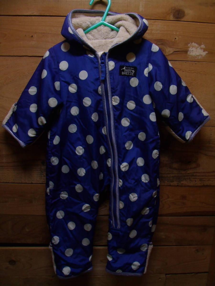 全国送料無料 ブリーズ BREEZE F.O.インター製子供服キッズベビードット柄裏ボア素材防寒用カバーオール オールインワン 70_画像1