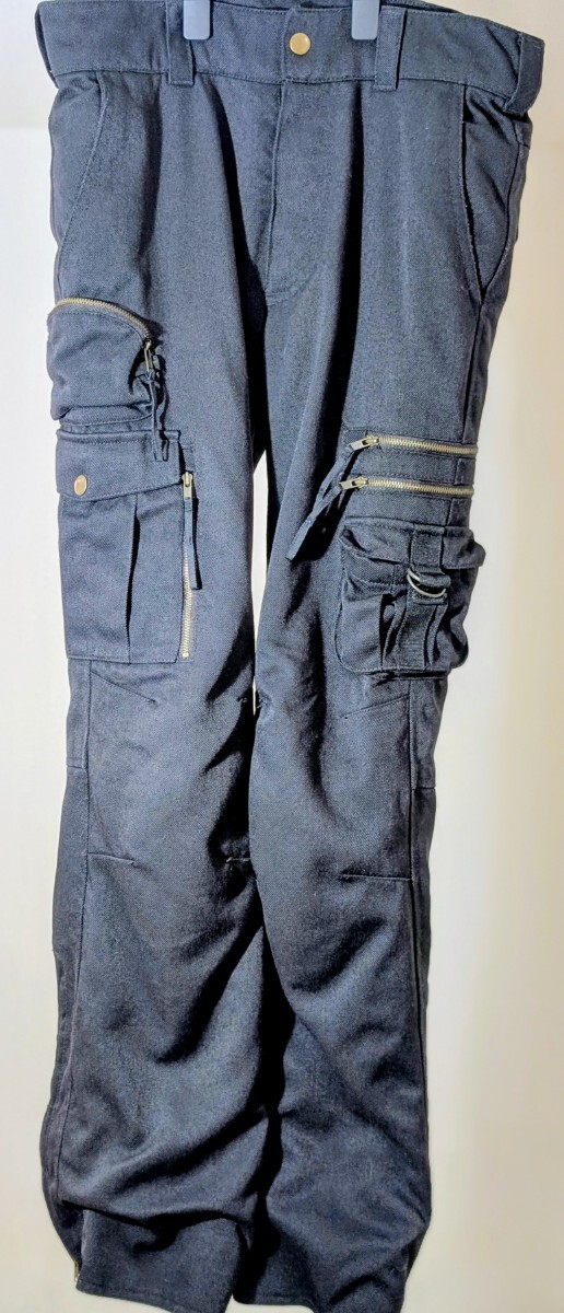 FREE×FREE フリーフリー バイク用 プロテクター付 程度良好 ライディング デニムカーゴパンツ WM 黒 レディース_画像2