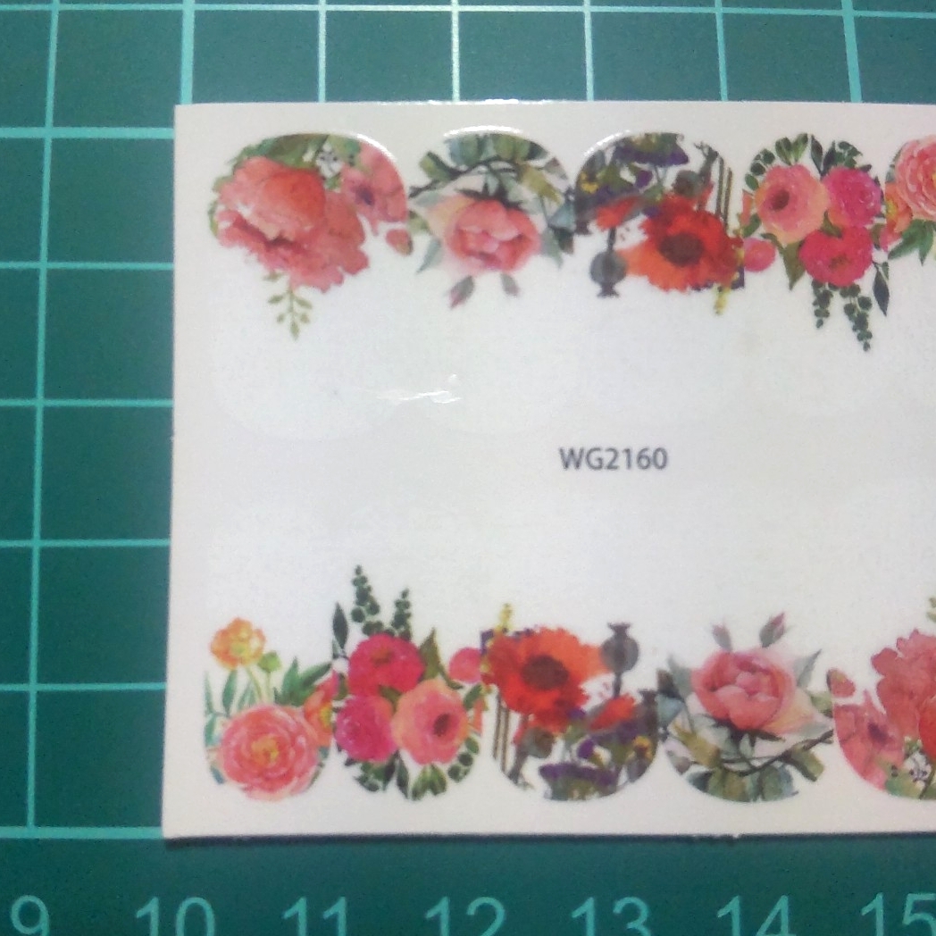 No166 現品のみ ウォーターネイルシール 花 フラワー フレンチ 赤 緑 ネイルアート セルフネイル ネイルシール シール_画像3