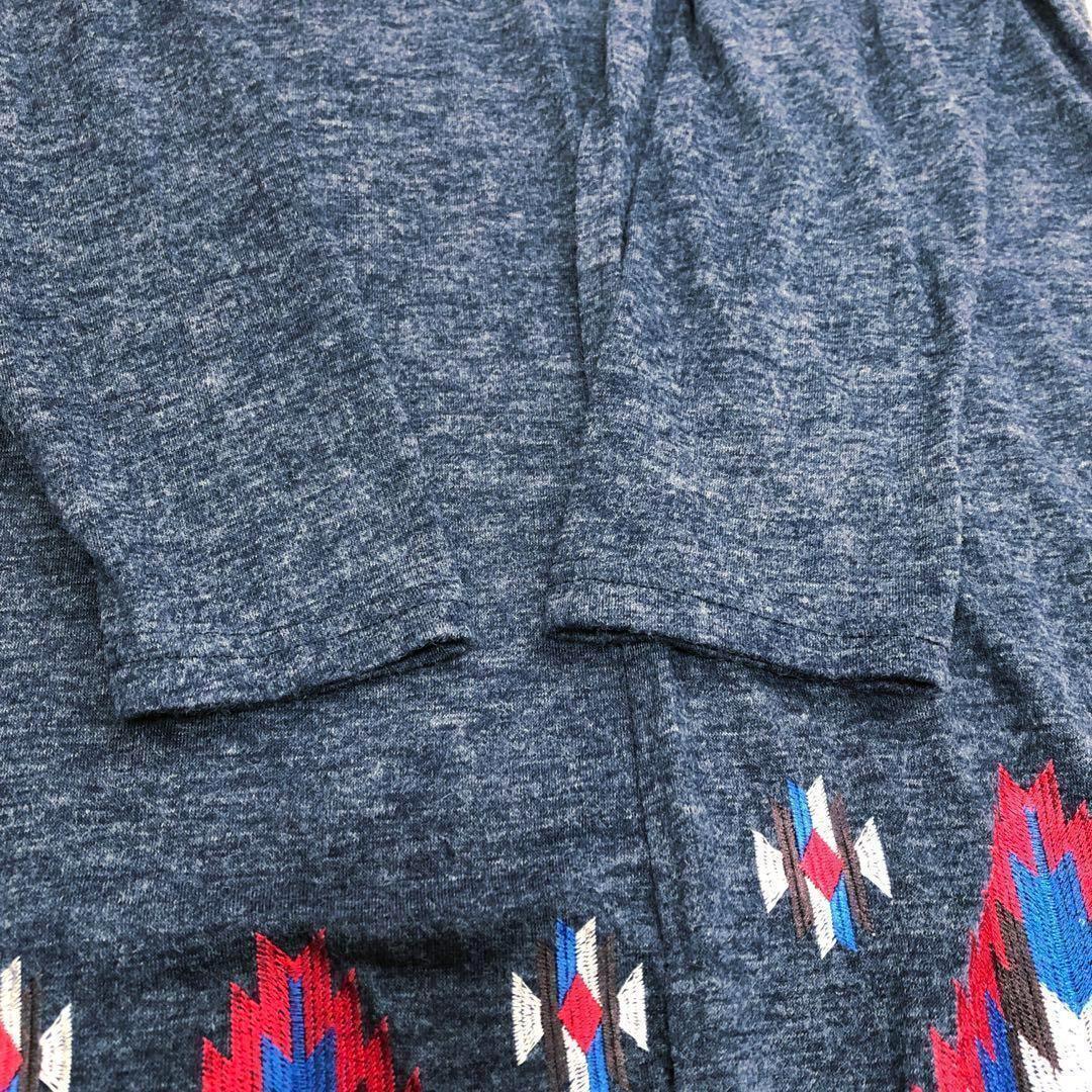 anap mimpi アナップミンピ トッパーカーディガン カラフルオルテガ刺繍 個性的 オープンフロント ロングカーディガン ブルー フリーサイズ_画像7