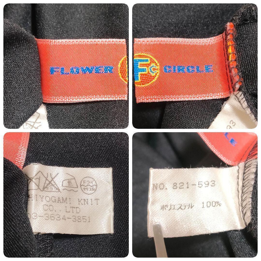 FLOWER CIRCLE フラワーサークル 深Vネック 胸下切替 花柄シアースリーブカットソー 異素材MIX ブラック フリーサイズ ストレッチ_画像10