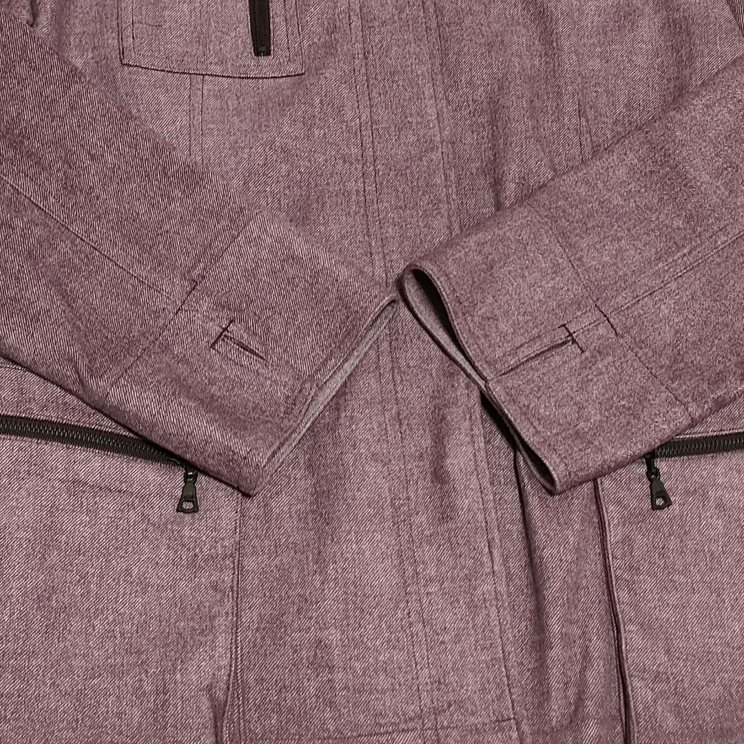 noa-ge ノアジェ バックベルト 2wayネック ジャケットコート クラシカルエレガント パープル スタンドネック 袖スリット L _画像8