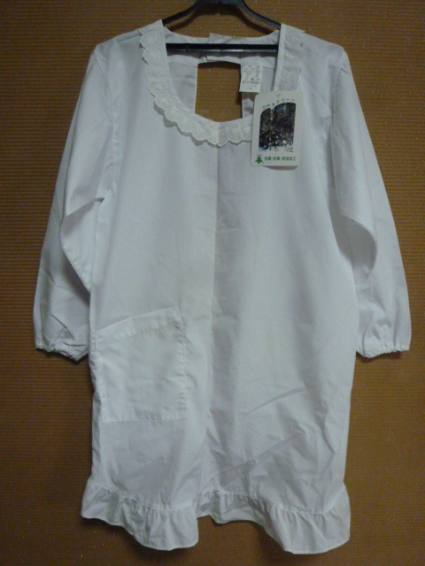 未使用★割烹着 かっぽう着 エプロン M 抗菌・防臭・防虫加工 ひのきクリーン_画像1