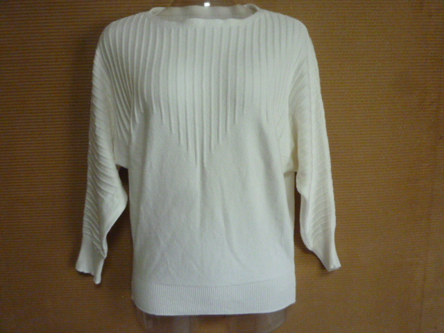ニット セーター 長袖 M 白 ボートネック_画像1