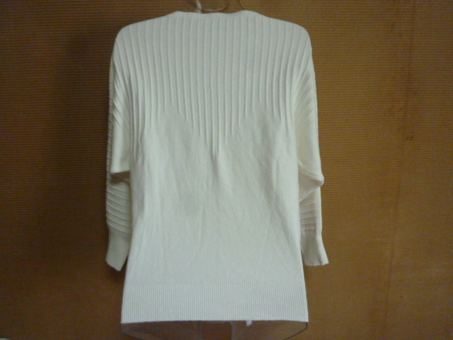 ニット セーター 長袖 M 白 ボートネック_画像4