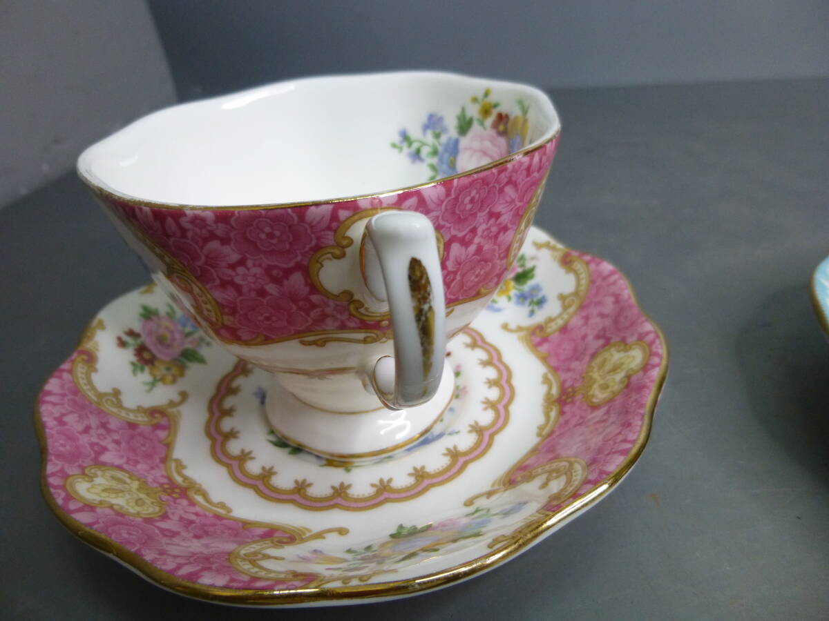 USED★ROYAL ALBERT★ロイヤルアルバート Lady Carlyle Enchantment カップ&ソーサー 2客セット_画像10