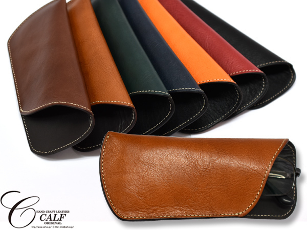 CALF машина f натуральная кожа очки кейс [ Camel camel чай ] сделано в Японии одна сторона . разница включено тип открытый модель очки очки при дальнозоркости почтовая доставка бесплатная доставка 