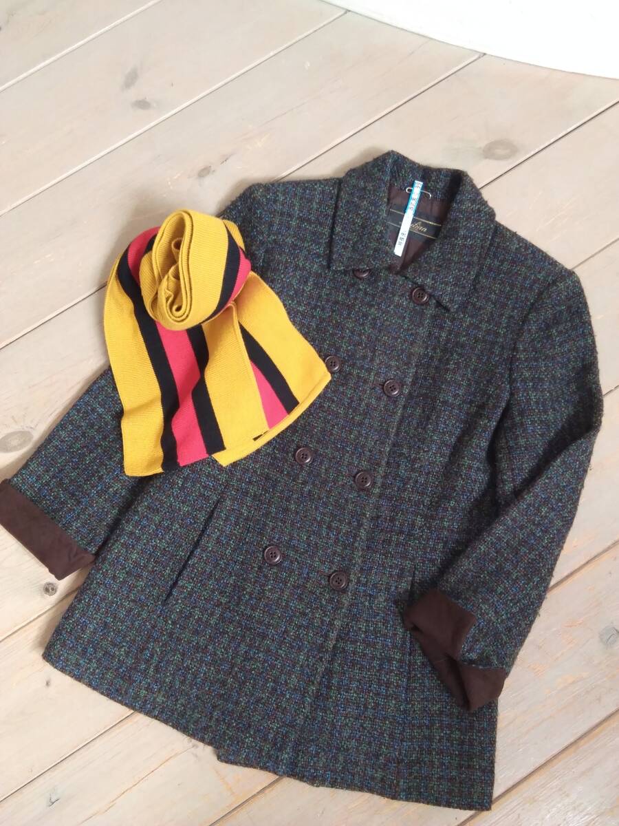 レリアン 7号 レトロデザイン ツイード ダブルジャケット イタリー製生地_画像1