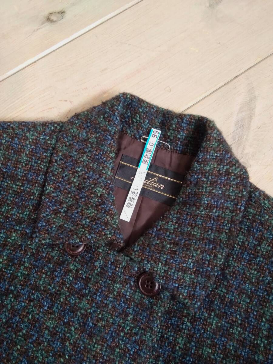 レリアン 7号 レトロデザイン ツイード ダブルジャケット イタリー製生地_画像4