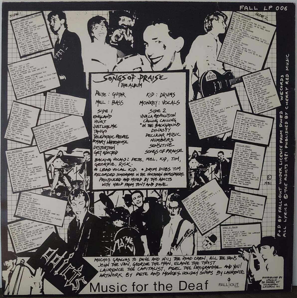 1982 UKリイシュー THE ADICTS / Songs Of Praise_画像2