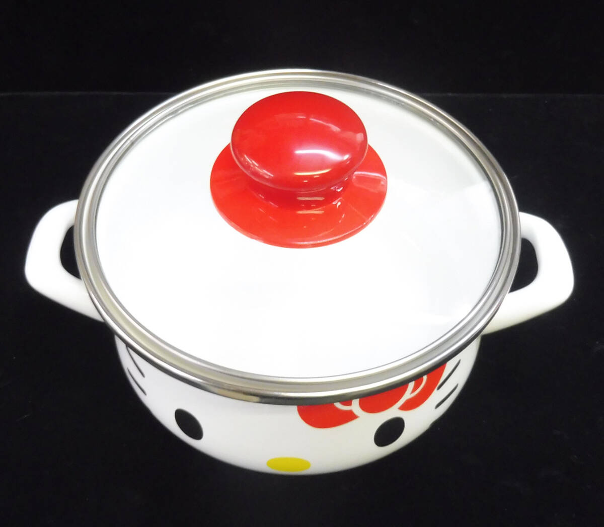 【希少★非売品】 未使用 ★ハローキティ★フェイス ハッピーキッチン★ ホーロー 両手鍋　16ｃｍ★レトロ_画像4