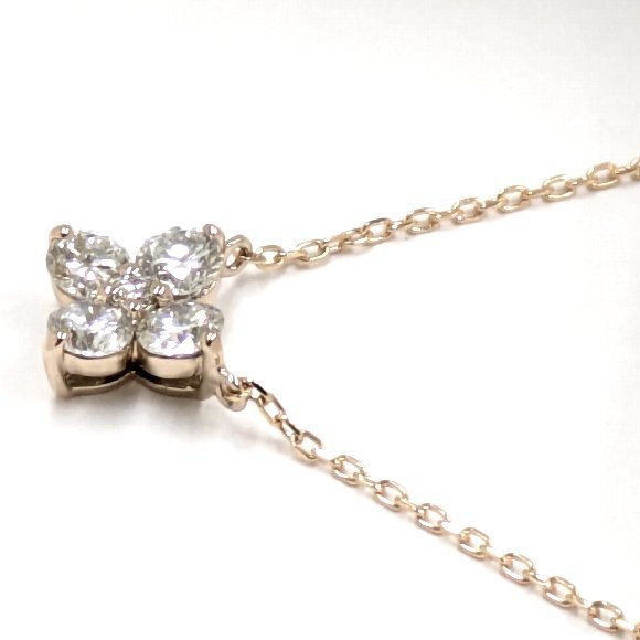 Y9321★K18PG 天然ダイヤモンド 0.41ct ペンダントネックレス★40cm 1.7g 洗浄済み_画像4