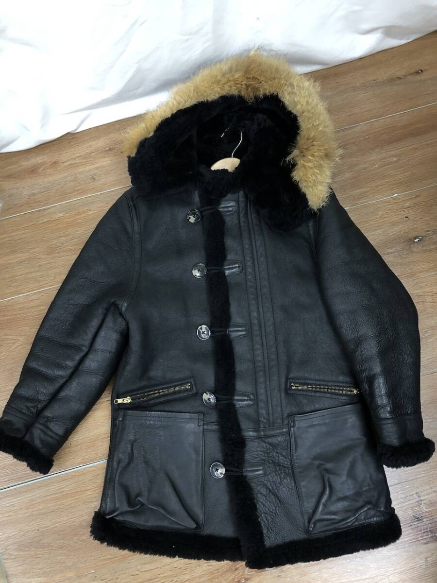 B-7 フライトジャケット ムートン 羊革 コート アウター メンズ TYPE B-7 ブラック 黒 メンズ XS シープスキン CH1023-7_画像2