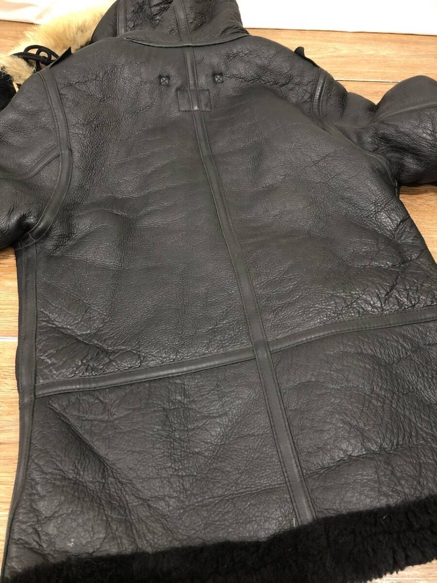 B-7 フライトジャケット ムートン 羊革 コート アウター メンズ TYPE B-7 ブラック 黒 メンズ XS シープスキン CH1023-7_画像9