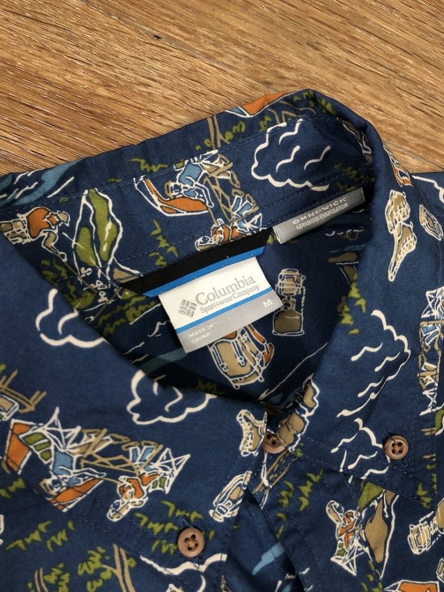 美品 Columbia コロンビア 半袖シャツ Mサイズ プリントシャツ メンズ FH1086-6_画像3