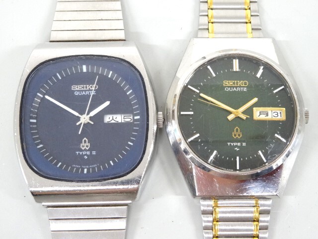 ジャンク 2点セット まとめて SEIKO セイコー TYPE Ⅱ タイプ2 4336-8060 グリーン 文字盤 7546-6000 クオーツ メンズ デイト 腕時計_画像1