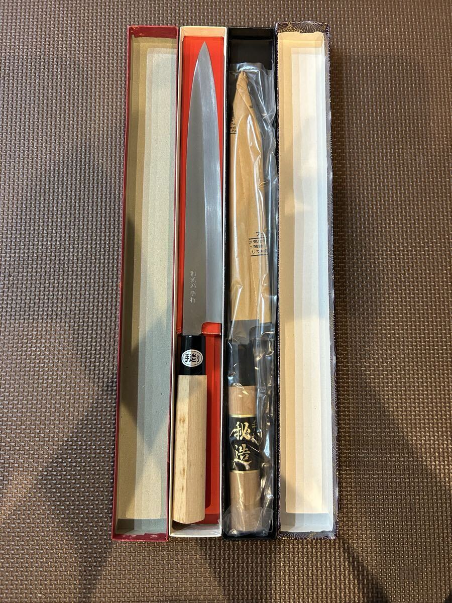 未使用 柳刃包丁 2本 セット 手造り 三木 精魂鍛錬秘造の作 則光丸 21cm 24cm 御料理包丁 手打 刃物 _画像7